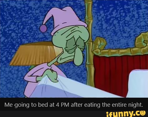 Me going to bed at 4 PM after eating the entire night.