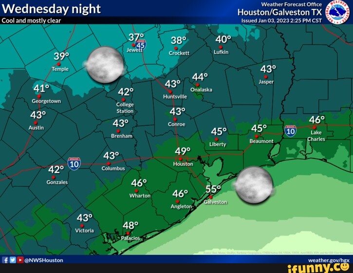 Weather Forecast Office TX Issued Jan 03, 2023 PM CST Wednesday night Cool and mostly clear aie