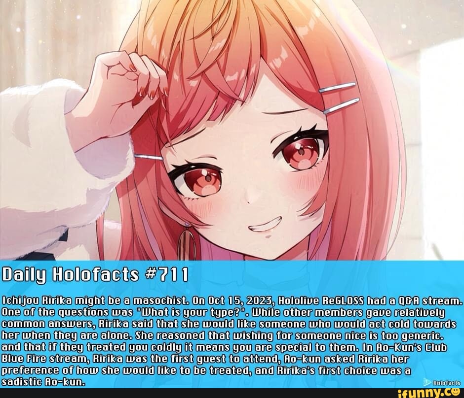 Daily Holofacts #?11 Ichijau Ririka might be a masochist. Ba Oct 2025 ...