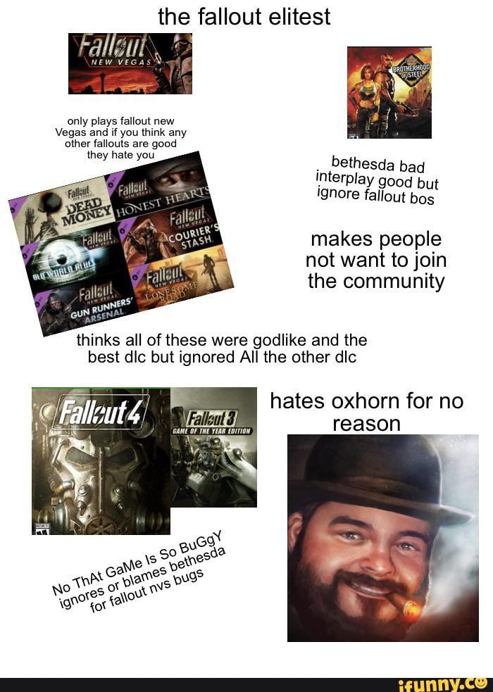 Fallout Dislike The fallout elitest only plays fallout new Vegas and if you think any ...