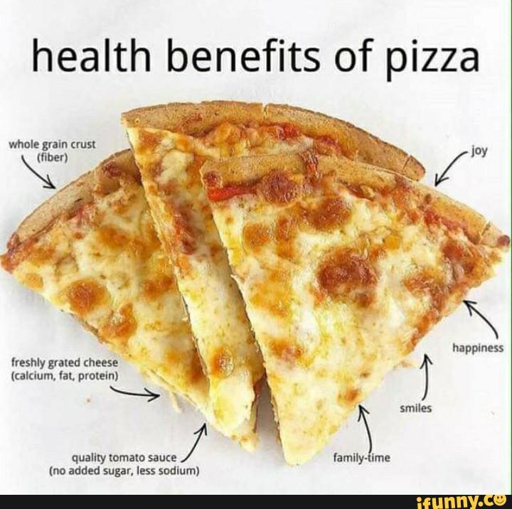Health benefits of pizza whole grain crust (fiber) freshly grated cheese (calcium, fat, protein