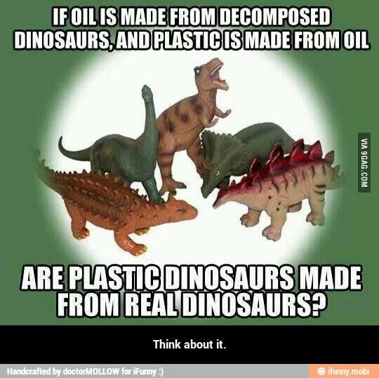 ARE PLASTICIDINOSAURS MADE
FROMÍREAL
Think about it. - Think about it.