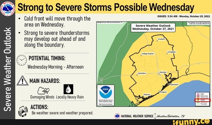 Strong to Severe Storms Possible Wednesday Cold front will move through ...