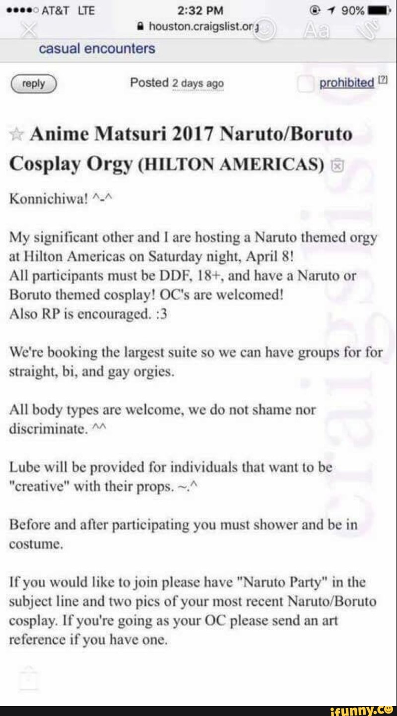 Anime Matsuri 2017 Naruto Boruto Cosplay Orgy Hilton Americas Konnichiwa My Signiï¬canl Other And L Are Hosting A Naruto Themed Orgy Al Hilton Americas On Saturday Night April 8 All Participants