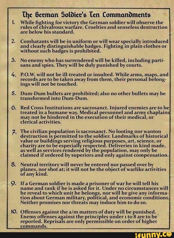 The German Soldier's Ten Commandments While fighting for victory the ...