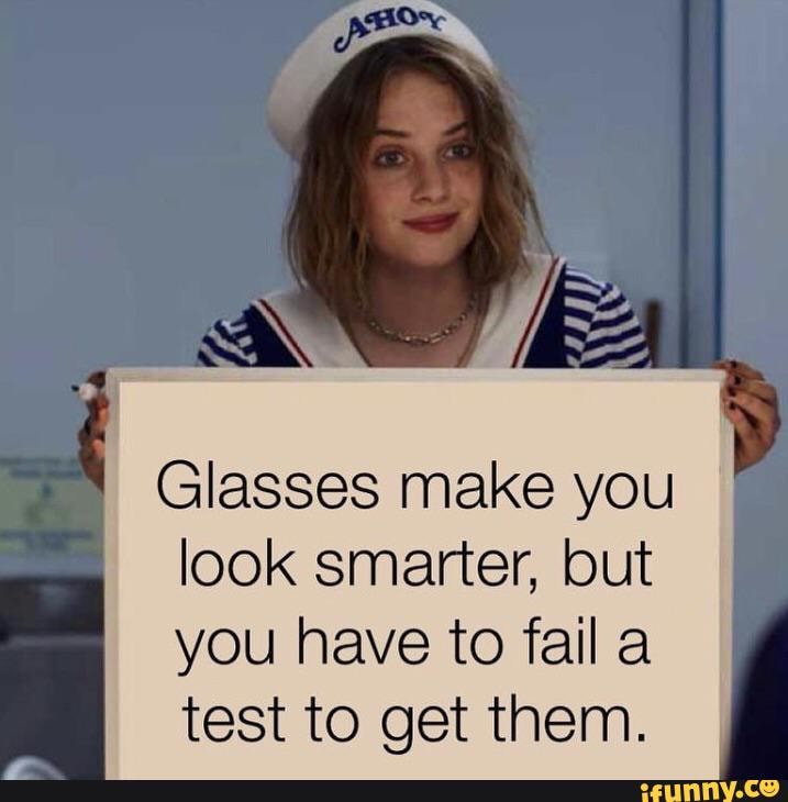 Glasses make you look smarter, but you have to fail a test to get them