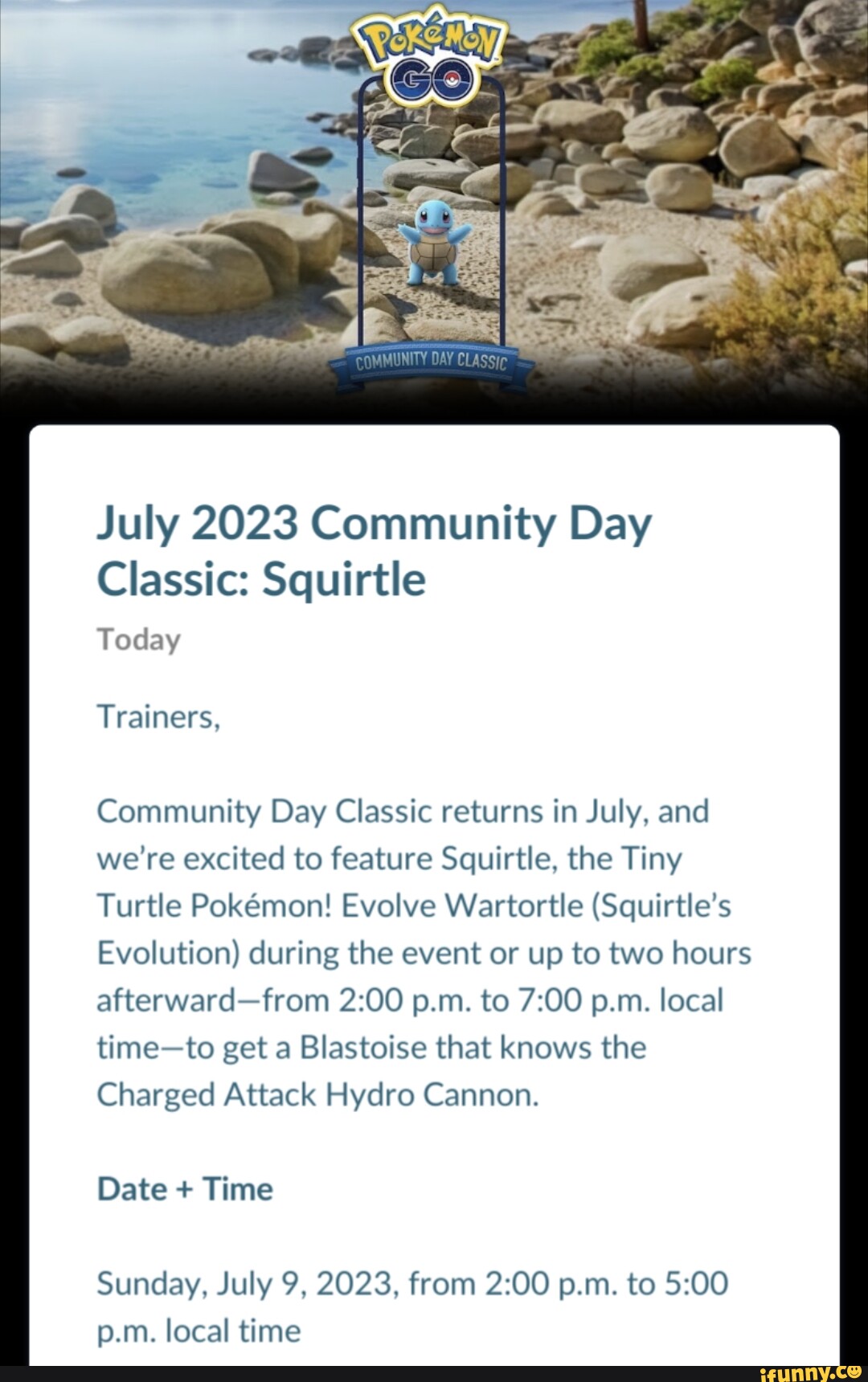 COMMUNITY July 2023 Community Day Classic Squirtle Today Trainers