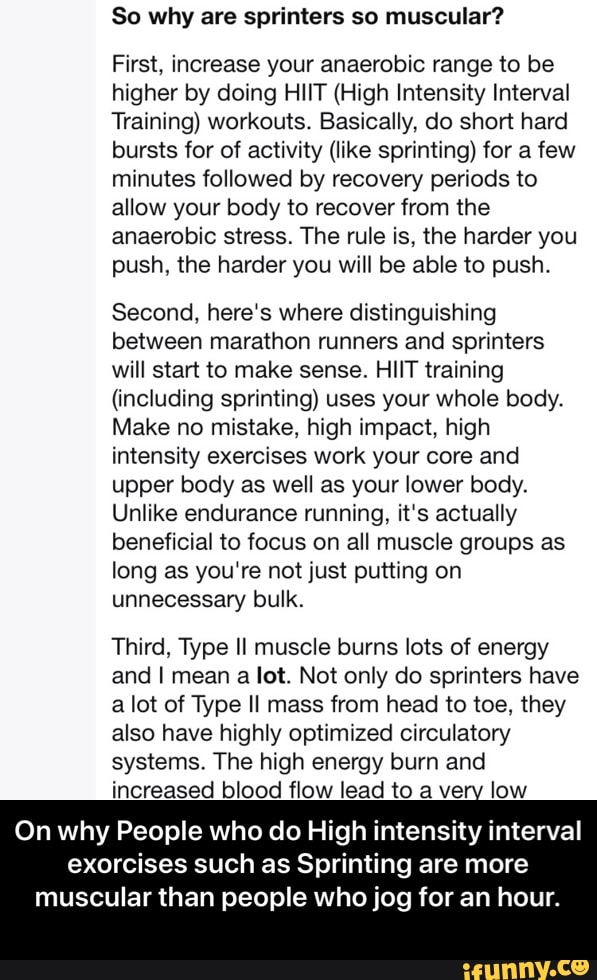 So why are sprinters so muscular? First, increase your anaerobic range ...