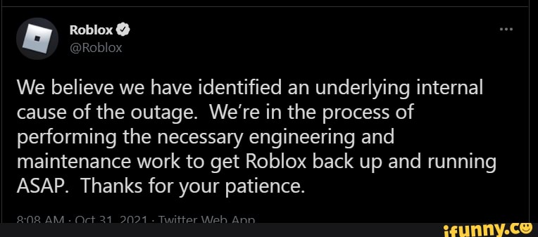 Roblox Says It Identified Underlying Internal Cause of Outage
