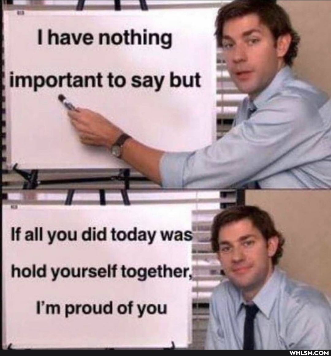 awe
important to say but
If all you did today was hold yourself together,"
I'm proud of you (7