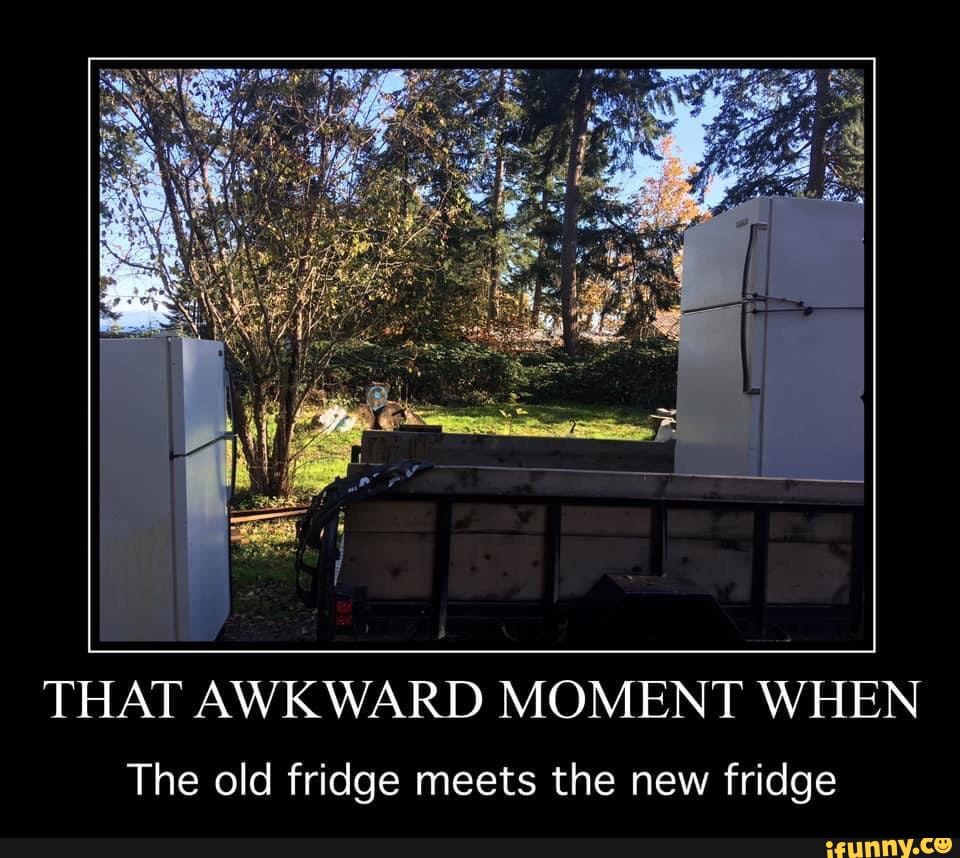 THAT AWKWARD MOMENT WHEN The old fridge meets the new fridge iFunny
