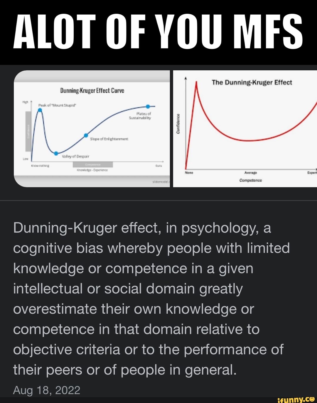 Alot Of You Mfs The Dunning Kruger Effect Ounning Kruger Effect Curve