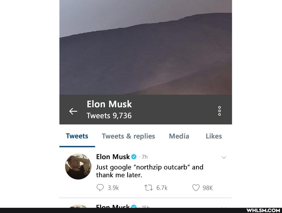 Elon Musk
Tweets 9,736
Tweets Tweets & replies Media Likes
Just google "northzip outcarb" and thank me later.
Elon
3.9k