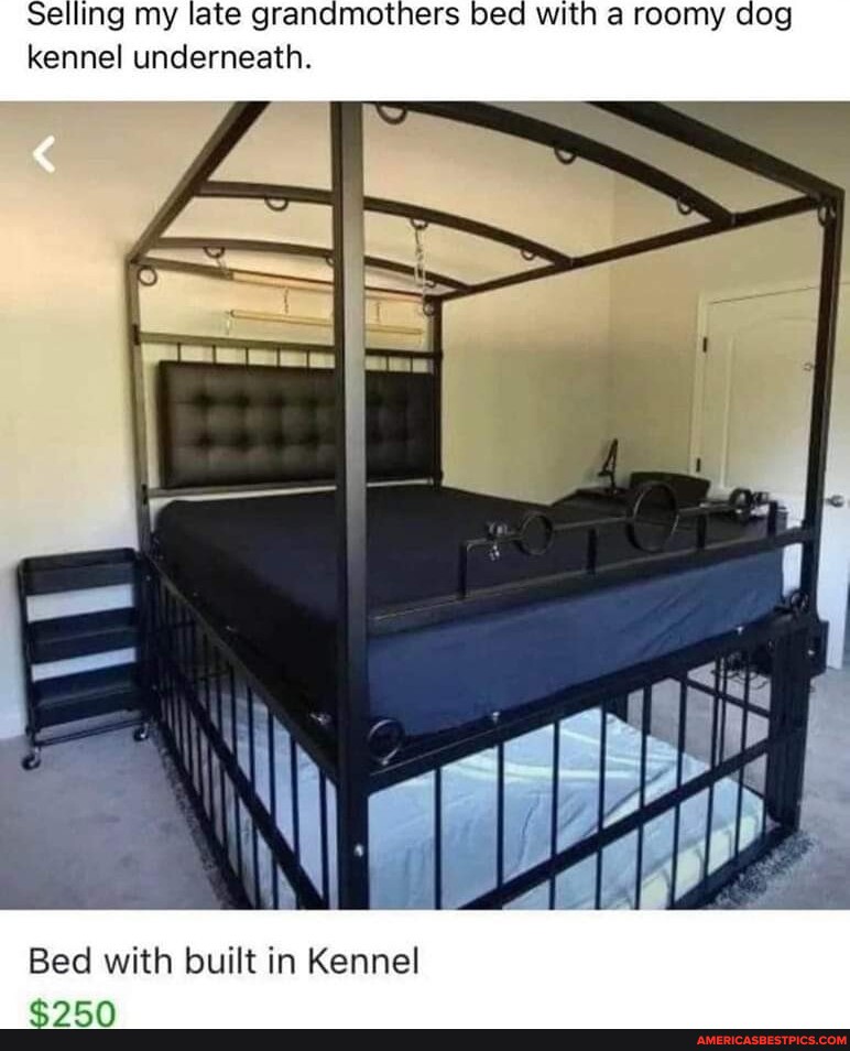 Selling my late grandmothers bed with a roomy dog kennel underneath Bed