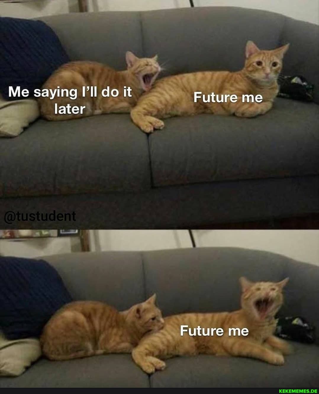 Me saying do it later
Future me
Future me