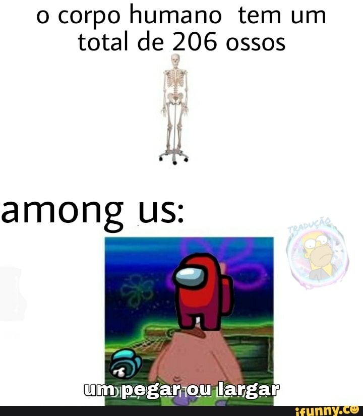 o corpo humano tem um total de 206 ossos
RA
among us:
Um pegariou largar