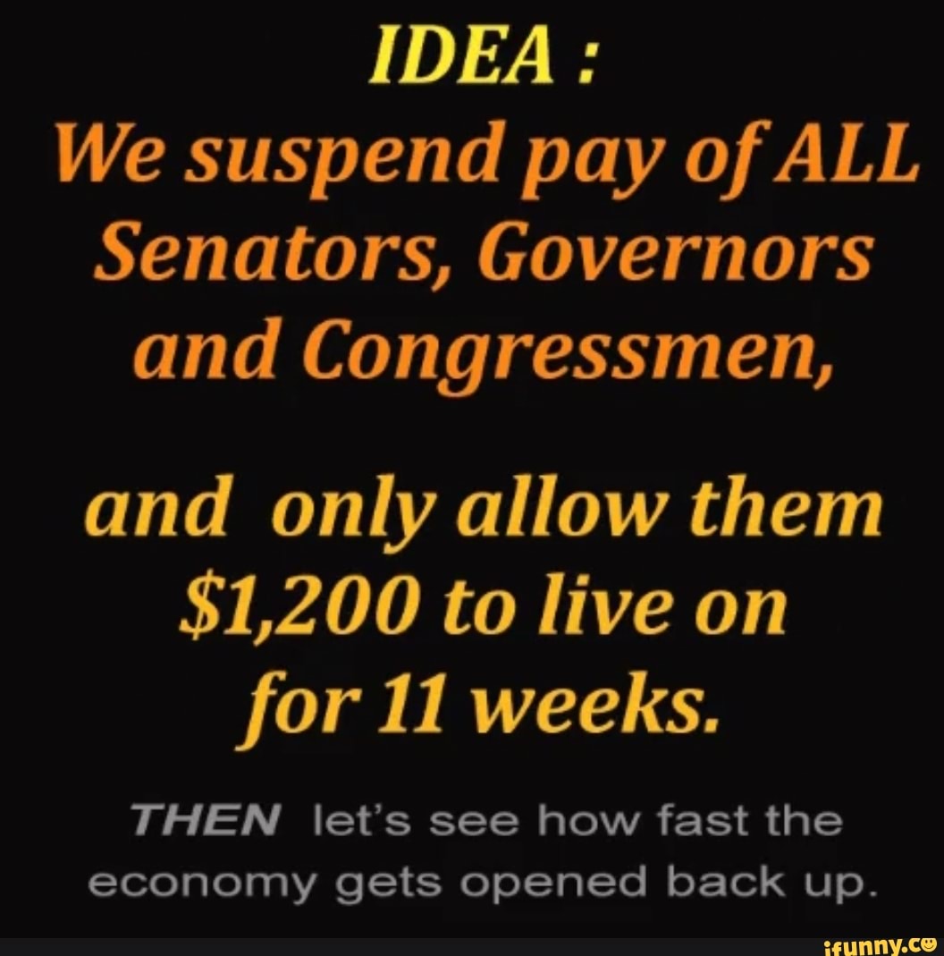 IDEA: We Suspend Pay Of ALL Senators, Governors And Congressmen, And ...