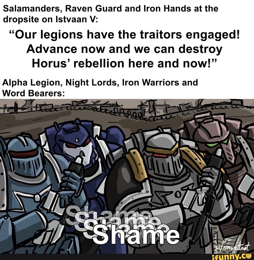 Salamanders, Raven Guard and Iron Hands at the dropsite on Istvaan V