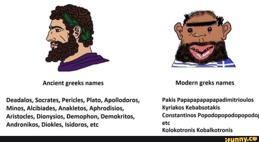 Ancient greeks names Deadalos, Socrates, Pericles, Plato, Apollodoros