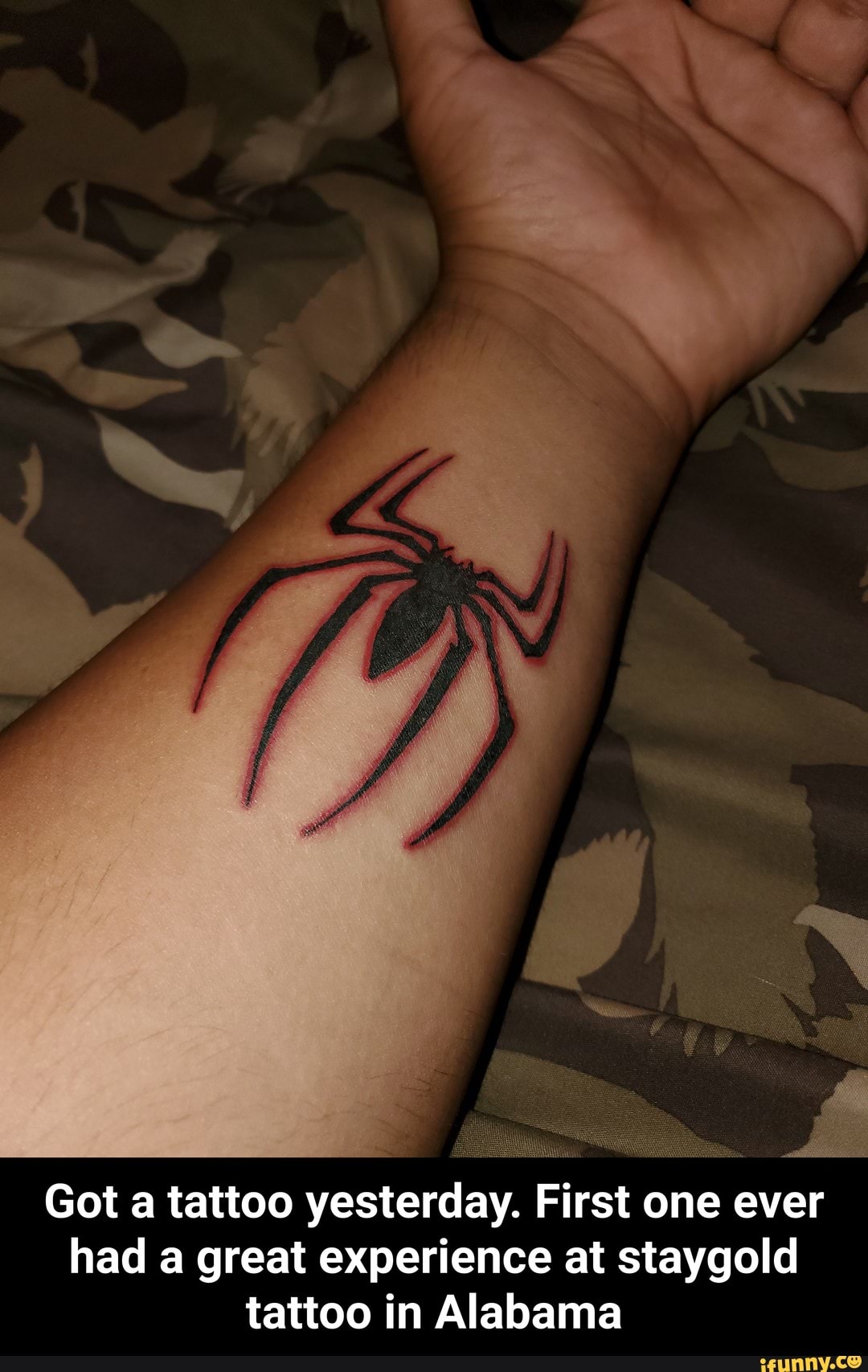 Spiderman tattoos like a Tom Holland