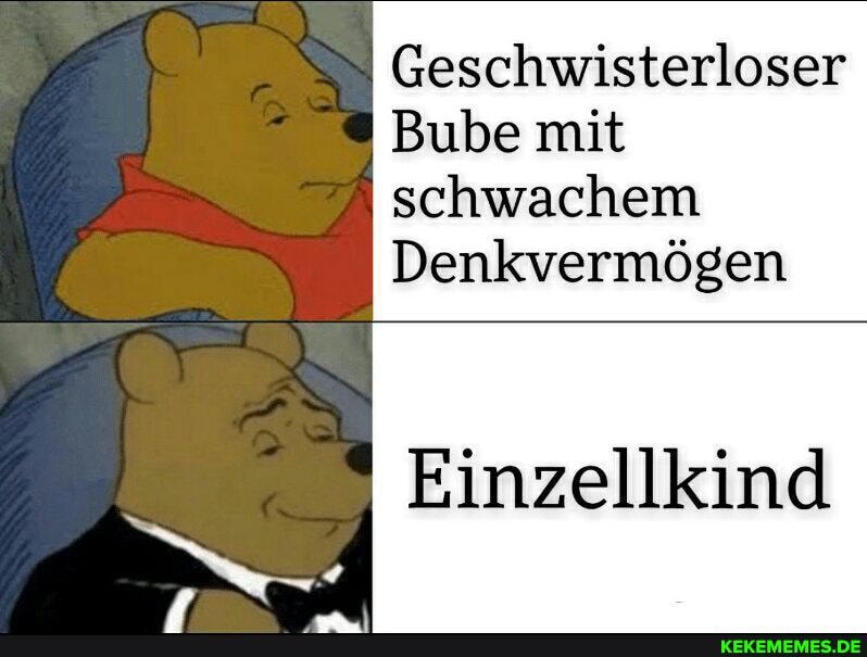 ff
Geschwisterloser
Bube mit schwachem
Denkvermögen
Einzellkind