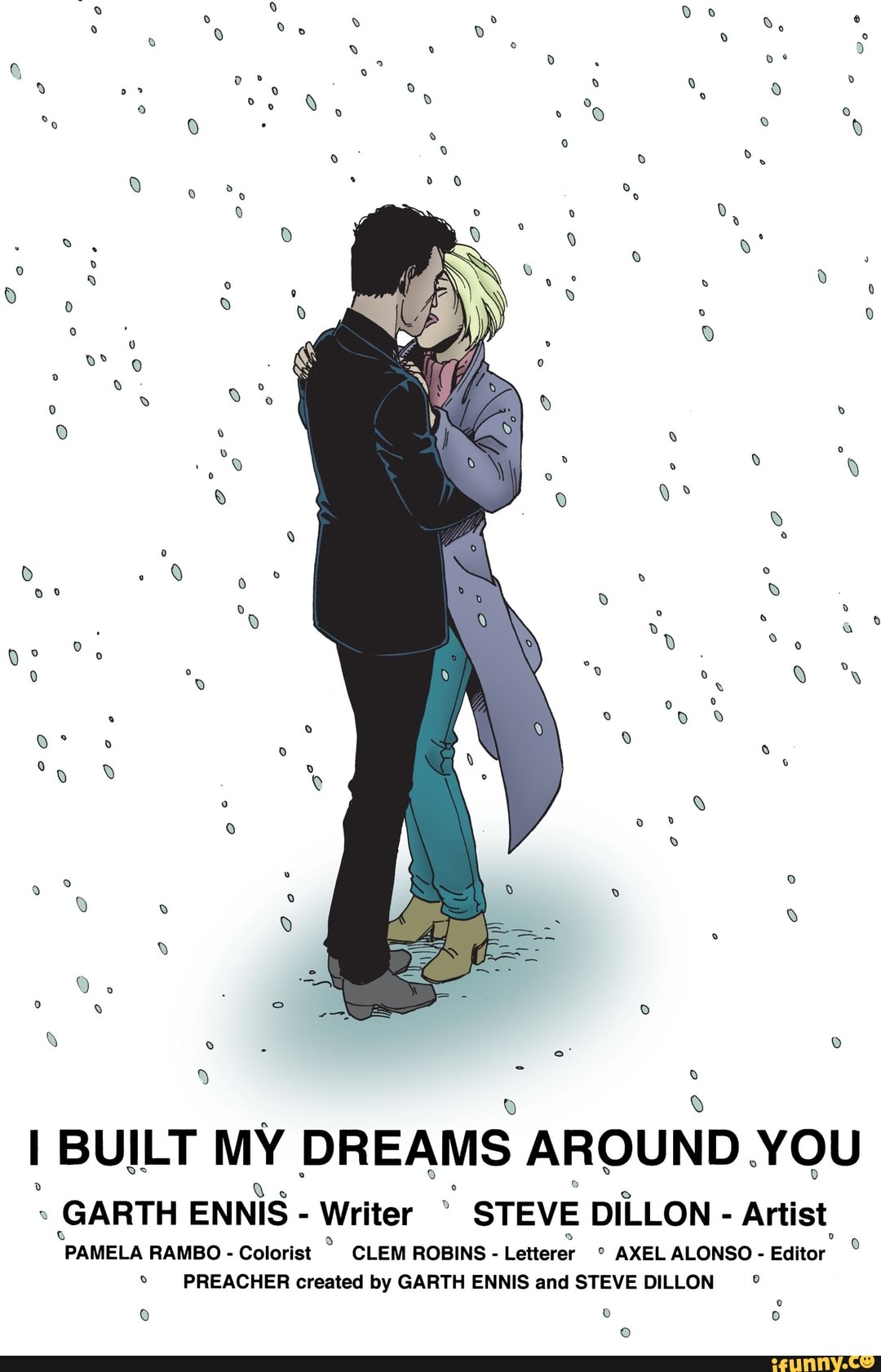 l BUILT MY DREAMS AROUND YOU
GARTH ENNIS Writer STEVE
DILLON Artist
"PAMELA
RAMBO Colorist
CLEM ROBINS Letterer
° PREACHER created by GARTH ENNIS and STEVE DILLON o
o
o