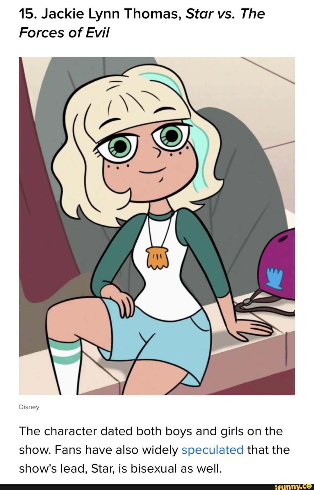 15. Jackie Lynn Thomas, Star vs. The Forces of Evil Disney The character  dated both boys