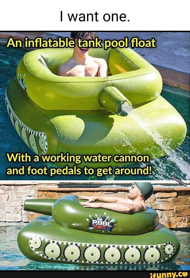inflatable tank pool float with water cannon and foot pedal