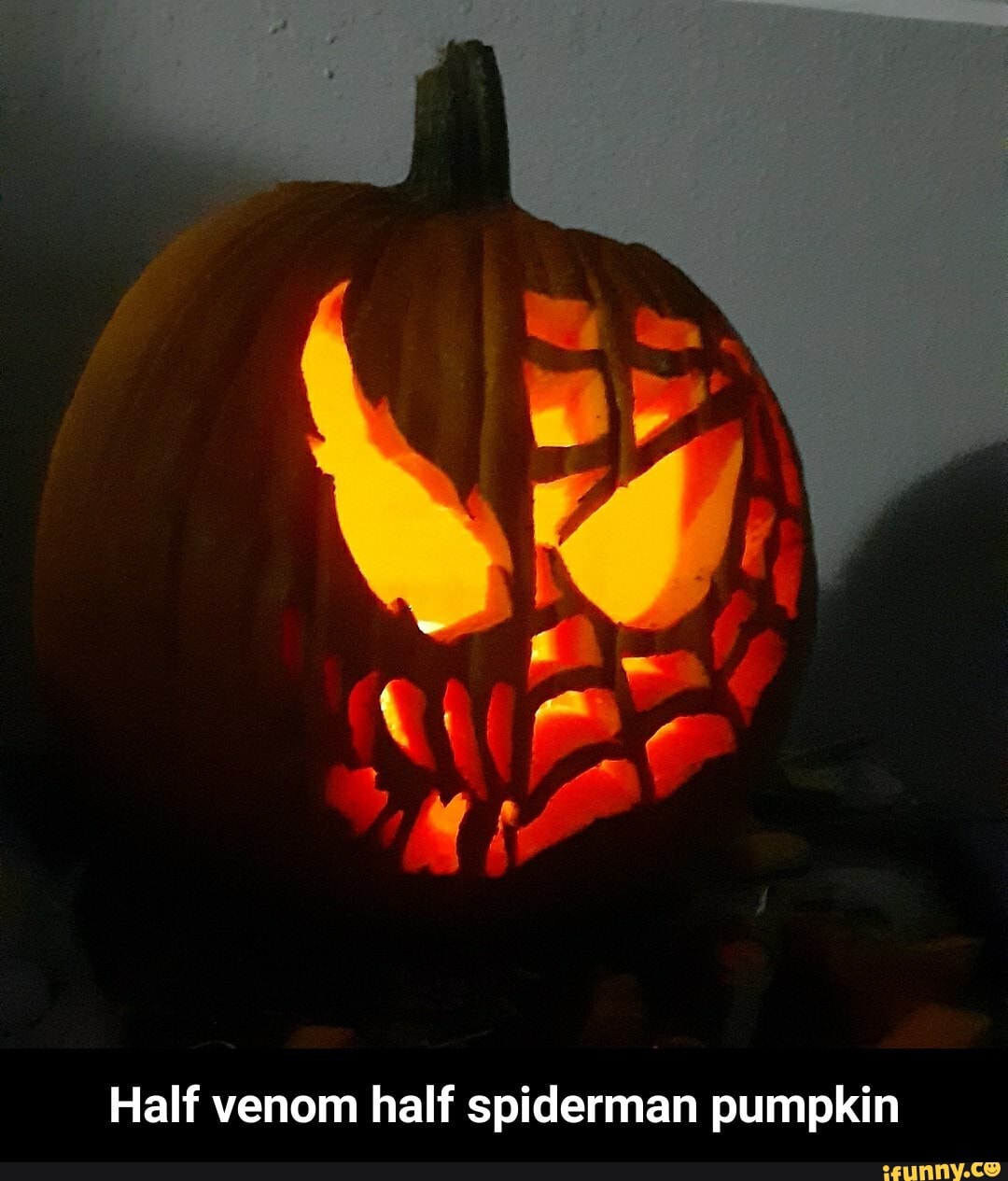 Half venom half spiderman pumpkin - Half venom half spiderman pumpkin - )