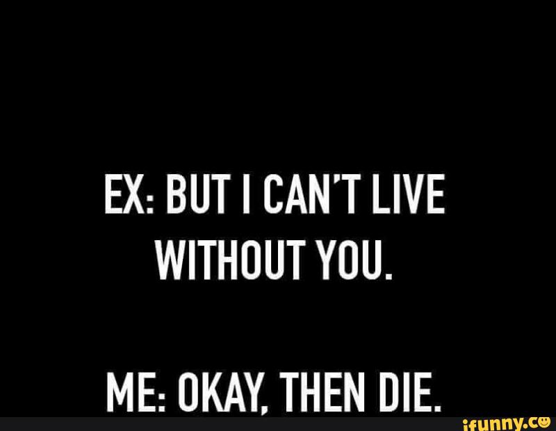 Ex But I Can T Live Without You Me Okay Then Die Ifunny