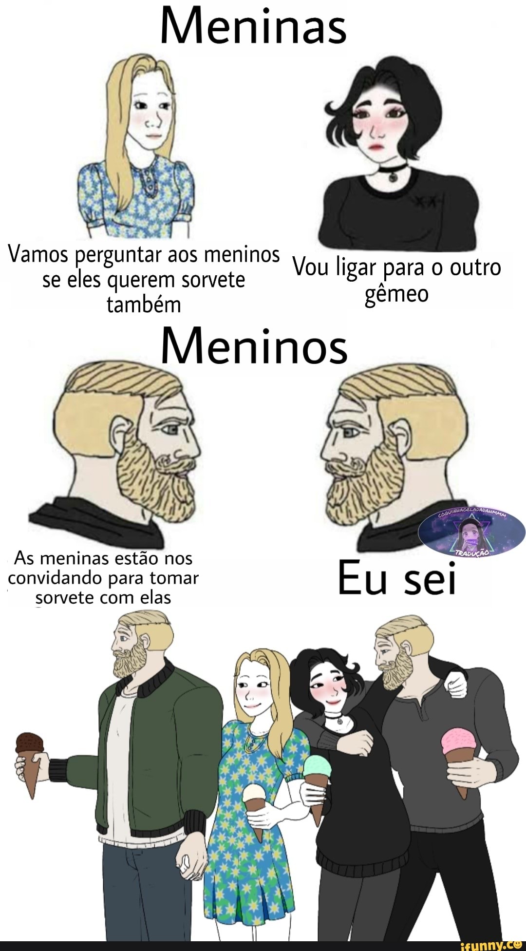 Meninas
Vamos perguntar aos meninos
se
eles querem sorvete
Vou ligar para o outro