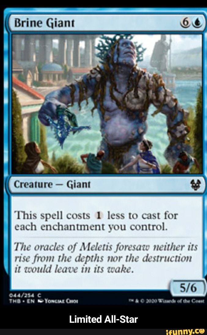 This spell costs 1 less to cast for
each enchantment you control.
The oracles of Meletis foresazv neither its
rise from the depths nor the destruction
it would leave in its wake.
EN © Torwcur Cor "sox
Limited All-Star - Limited All-Star