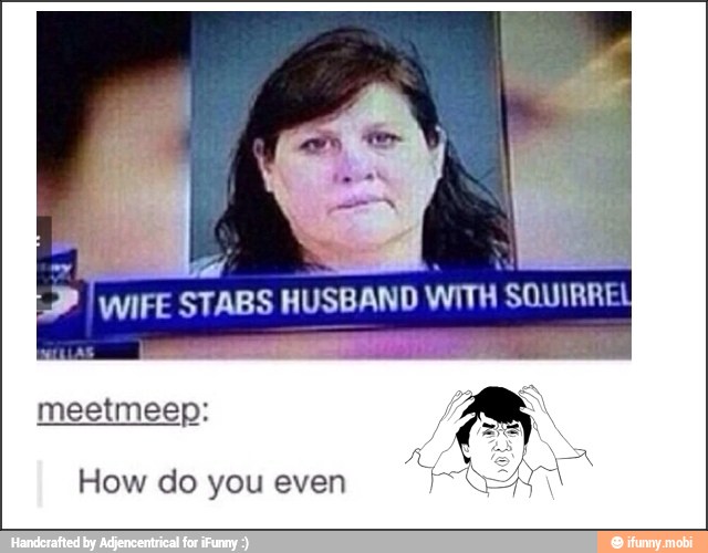 LP
I
WIFE STABS HUSBAND WITH SQUIRREL
meetmeep:
How do you even