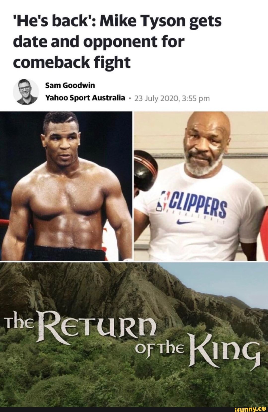 "He's back": Mike Tyson gets
date and opponent for
comeback fight
a
Sam Goodwin
Yahoo Sport Australia
23 July 2020, 3:55 pm