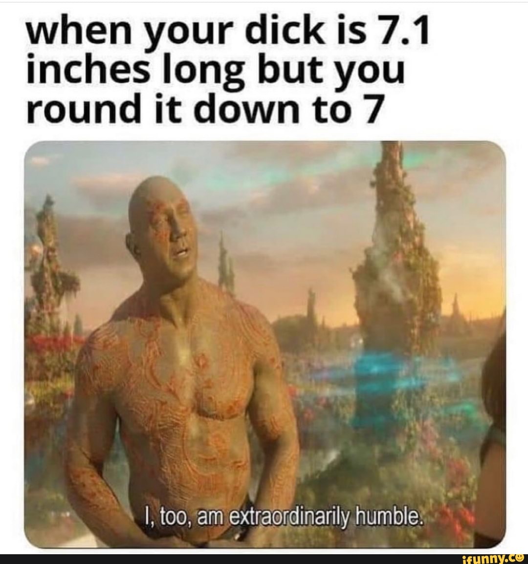 When your dick is 7.1 inches long but you round it down to 7 I, too, am