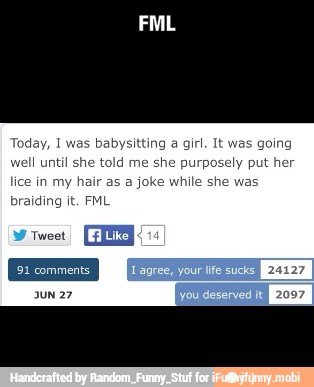 Pray
lice in my hair as a joke while