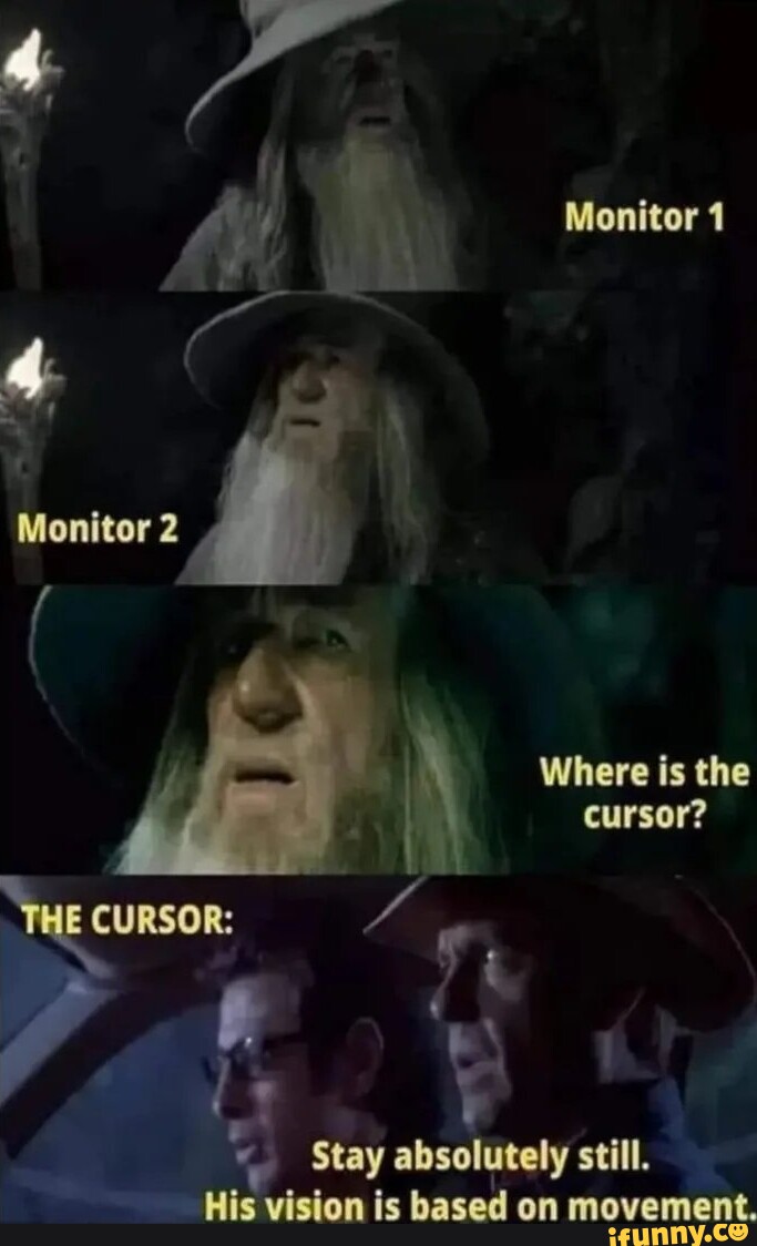 Monitor 2 CURSOR: Monitor Where is the cursor? Stay absolutely still ...