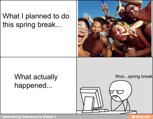 What I planned to do
this spring break...
What actually
happened...