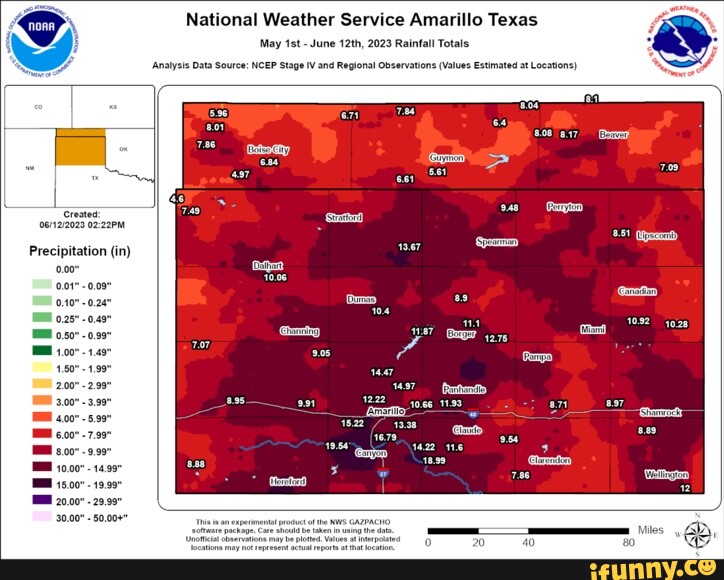 National Weather Service Amarillo Texas May June 12th, 2023 Rainfall