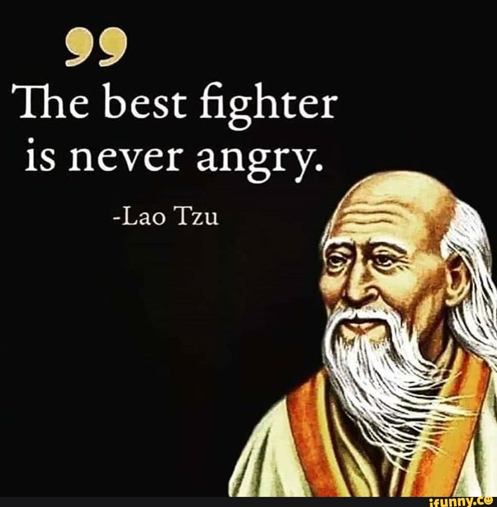 99 The best fighter is never angry. -Lao Tzu - iFunny