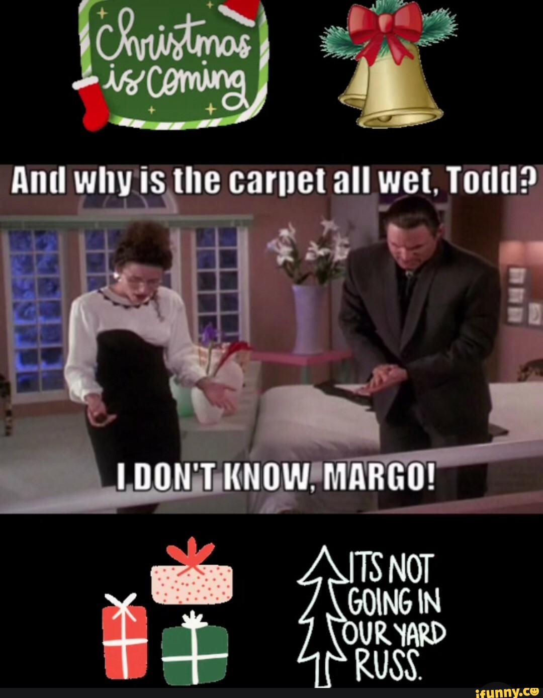 And why is the carpet all wet, Todd? LOON KN (NOW! TSNOT GOING IN Rise