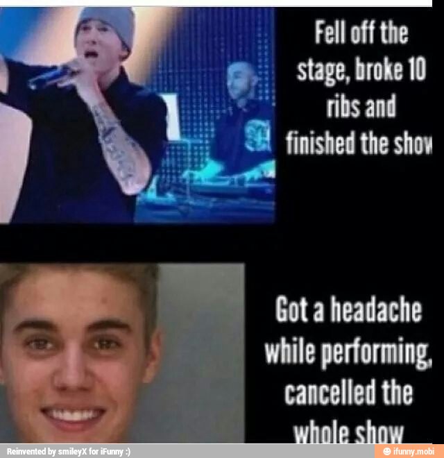 Got a headache
while performing,
cancelled the