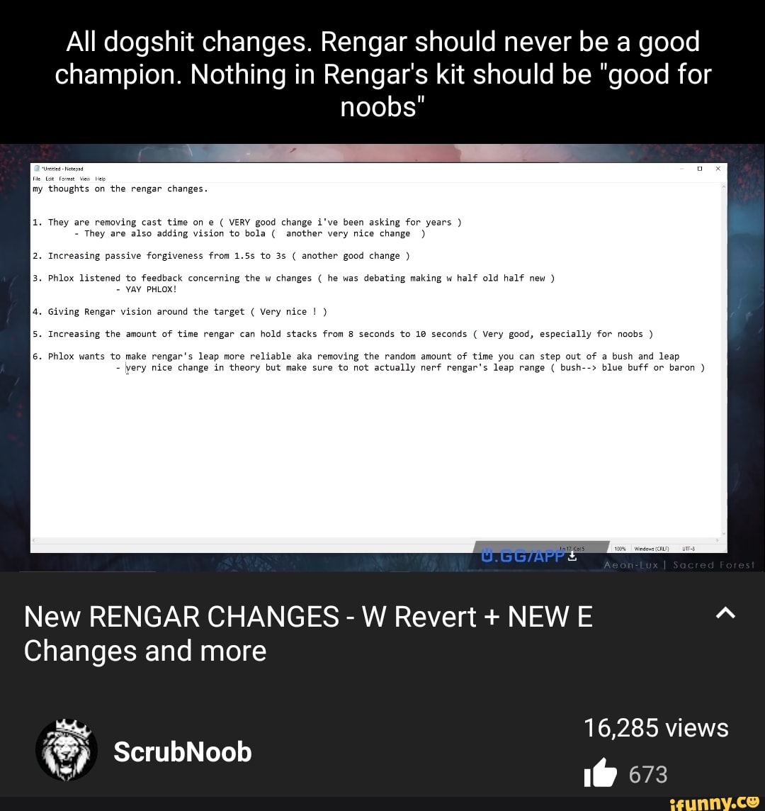 All Dogshit Changes Rengar Should Never Be A Good Champion Nothing In 