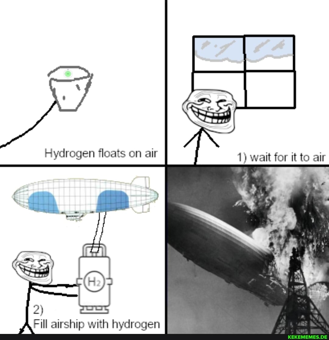 1) wait for it to air
Hydrogen floats on air
Fill airship with hydrogen