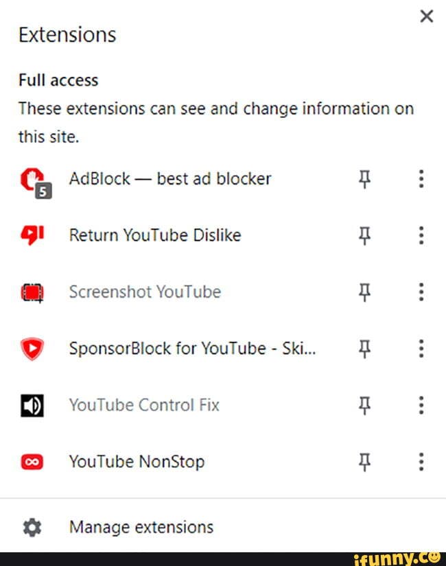 Extensions Full access These extensions can see and change information