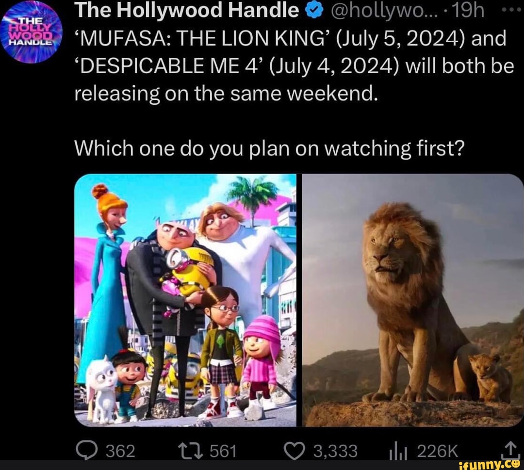 'MUFASA THE LION KING' (July 5, 2024) and 'DESPICABLE ME 4' (July 4