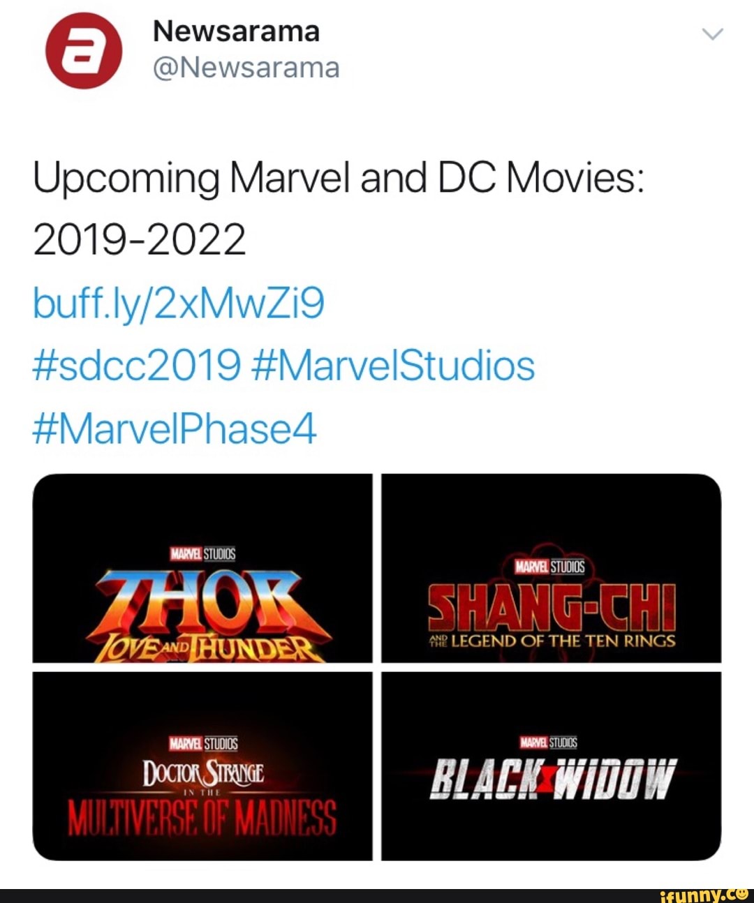 Upcoming Marvel And DC Movies: 2019-2022 - IFunny