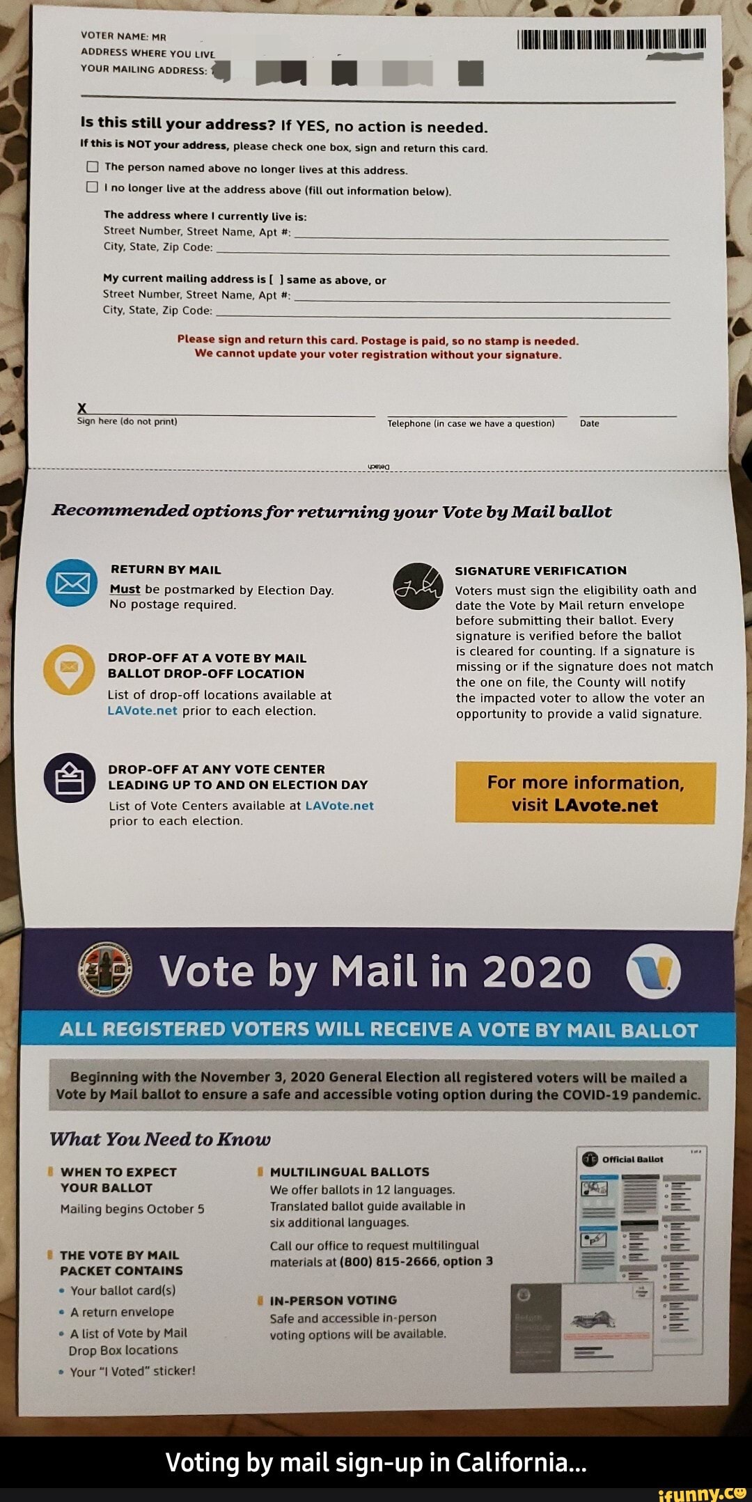 Is this still your address? If YES, no action is needed