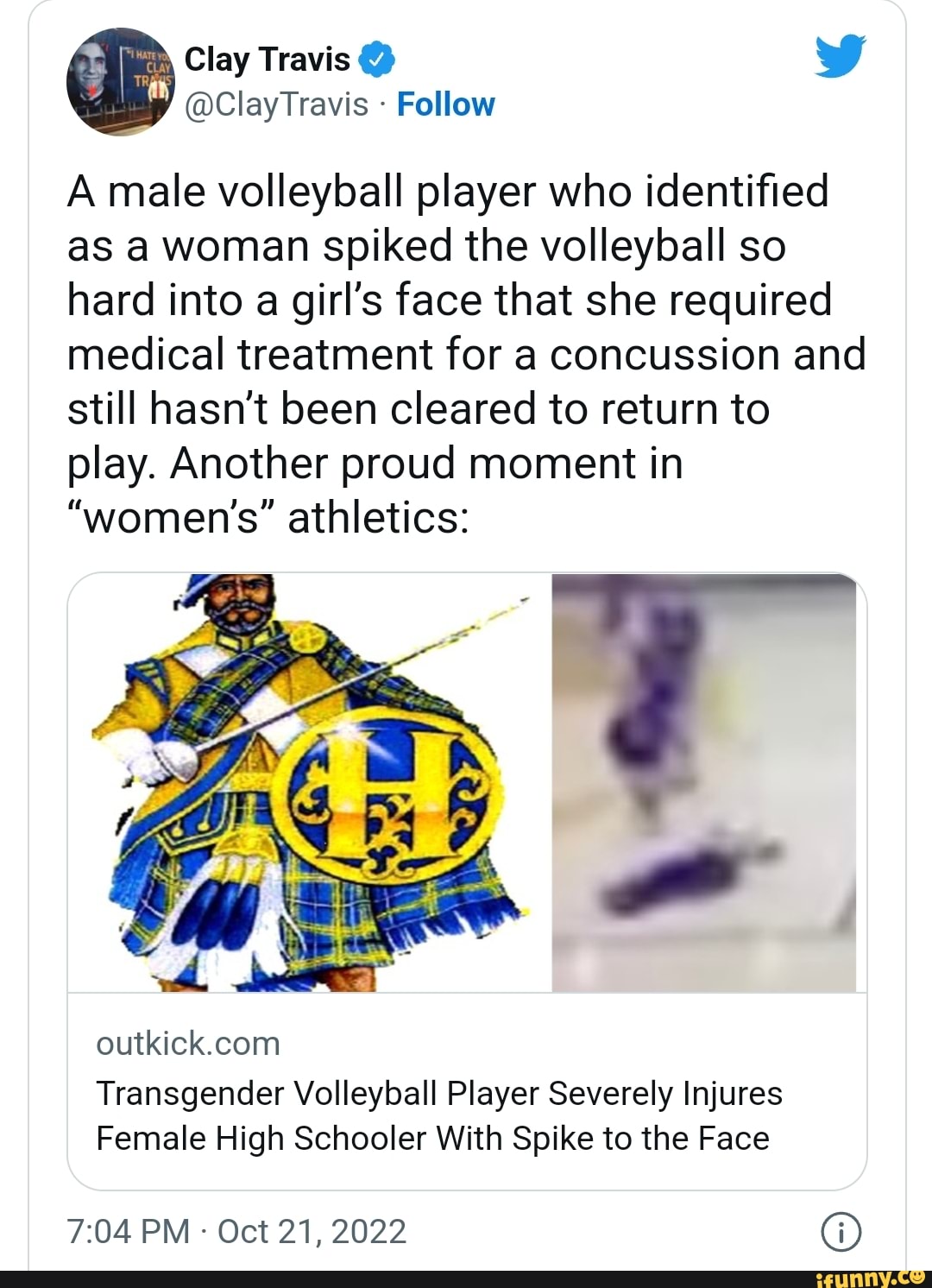 Clay A male volleyball player who identified as a woman spiked the