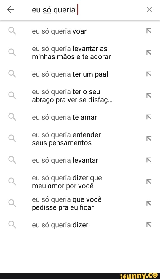 eu só queria
eu só queria voar
eu só queria levantar as
minhas mãos e te adorar
eu só queria ter um paal
eu só queria ter o seu
eu só queria te amar
eu só queria entender
eu só queria levantar
eu só queria dizer que
meu amor por você
eu só queria que você
pedisse pra eu ficar
eu só queria dizer